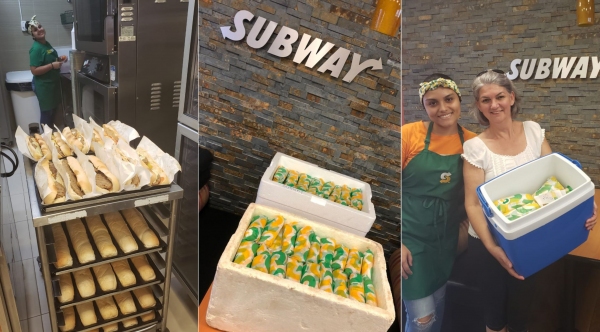 Subway doa sanduíches para instituições e profissionais da saúde